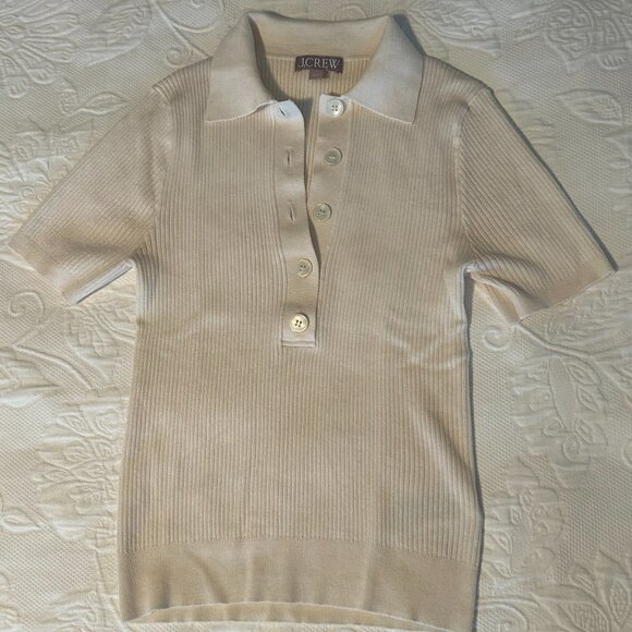 J. Crew Short-Sleeve Ribbed Polo Sweater (Size S) - Picture 1 of 8